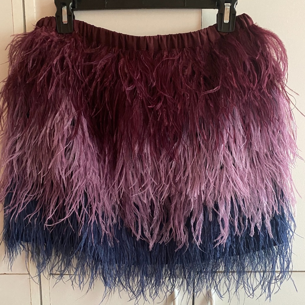 Cynthia Rowley Vera Ostrich Feather Mini Skirt